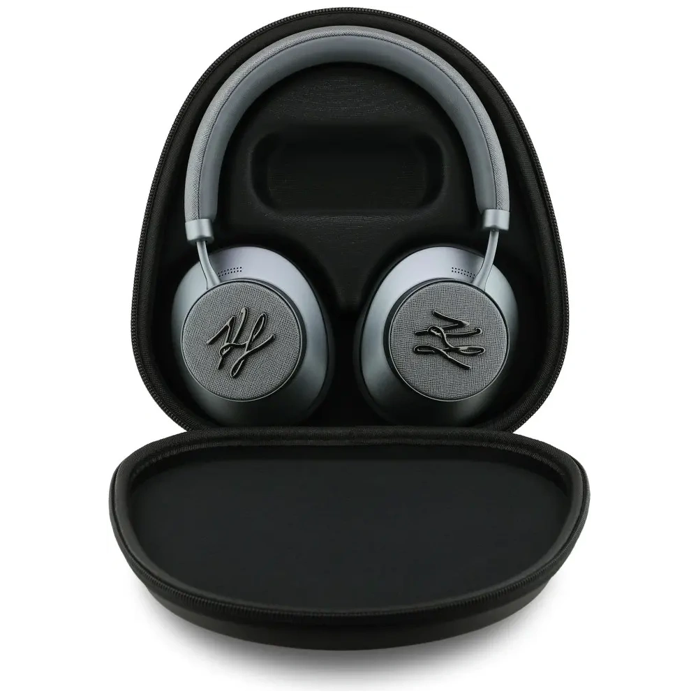 Bezprzewodowe słuchawki nauszne Karl Lagerfeld Grained Initials Bluetooth ANC szary