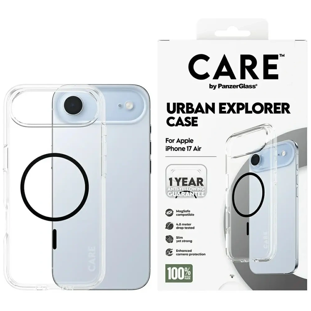 Etui CARE by PanzerGlass Flagship Urban Explorer w. Black MagSafe do Apple iPhone Air przezroczysty