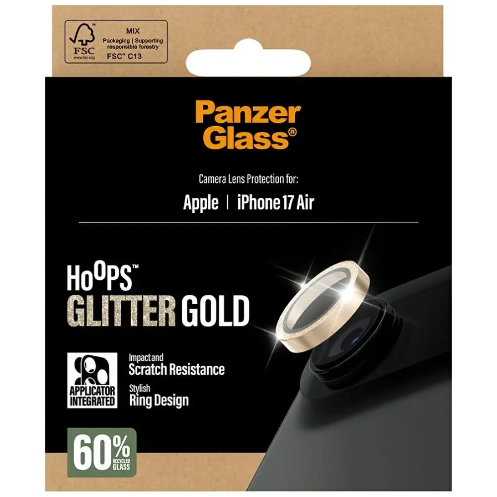 Szkło hartowane na obiektyw PanzerGlass Hoops Glitter do Apple iPhone Air złoty