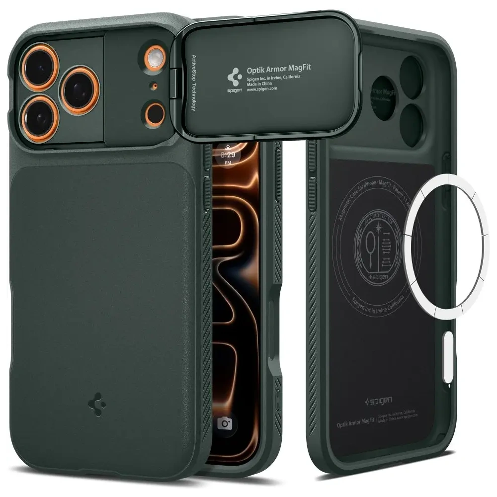 Etui Spigen Optik Armor Mag MagSafe do Apple iPhone 17 Pro Abyss Green