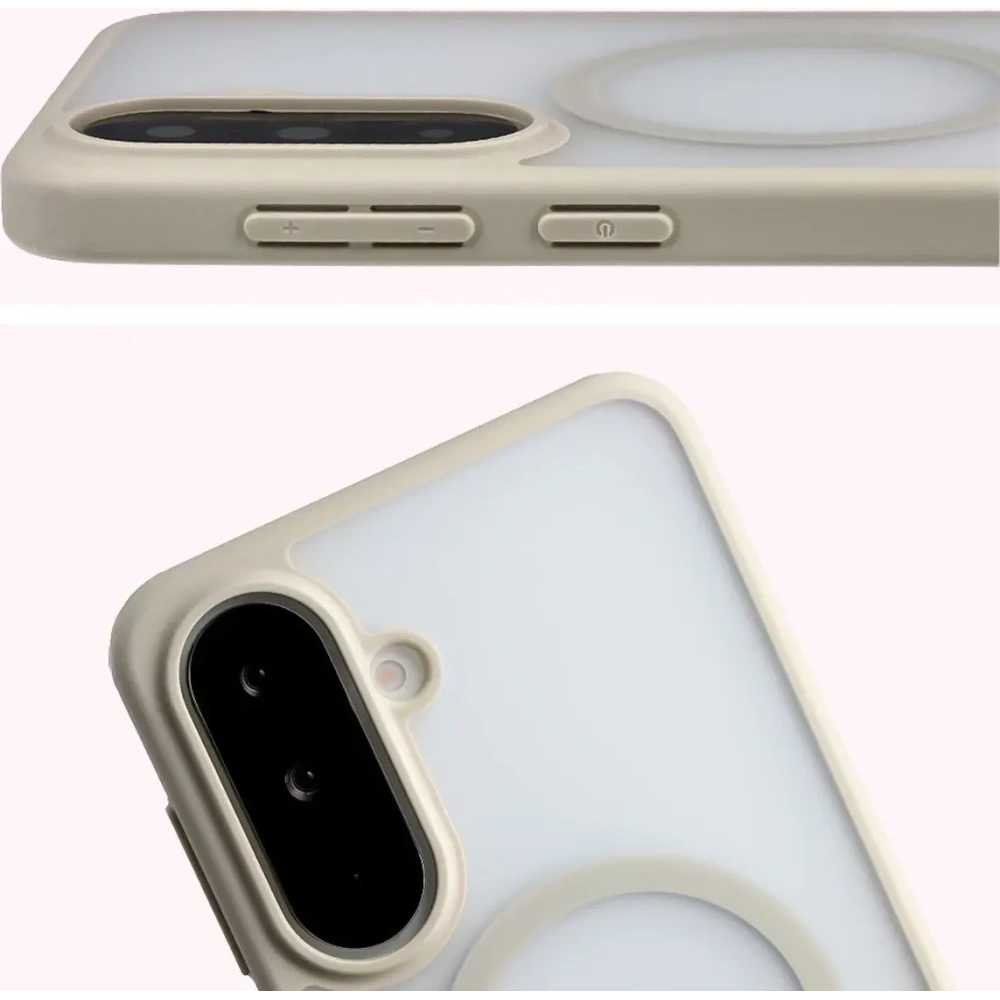 Etui z pierścieniem magnetycznym + szkło hartowane Bizon MatteO Pack do Samsung Galaxy A37 5G / A36 5G, przydymione-beżowe