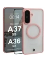 Etui z pierścieniem magnetycznym + szkło hartowane Bizon MatteO Pack do Samsung Galaxy A37 5G / A36 5G, przydymione-jasnoróżowe