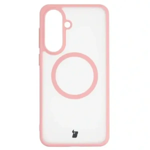 Etui z pierścieniem magnetycznym + szkło hartowane Bizon MatteO Pack do Samsung Galaxy A37 5G / A36 5G, przydymione-jasnoróżowe