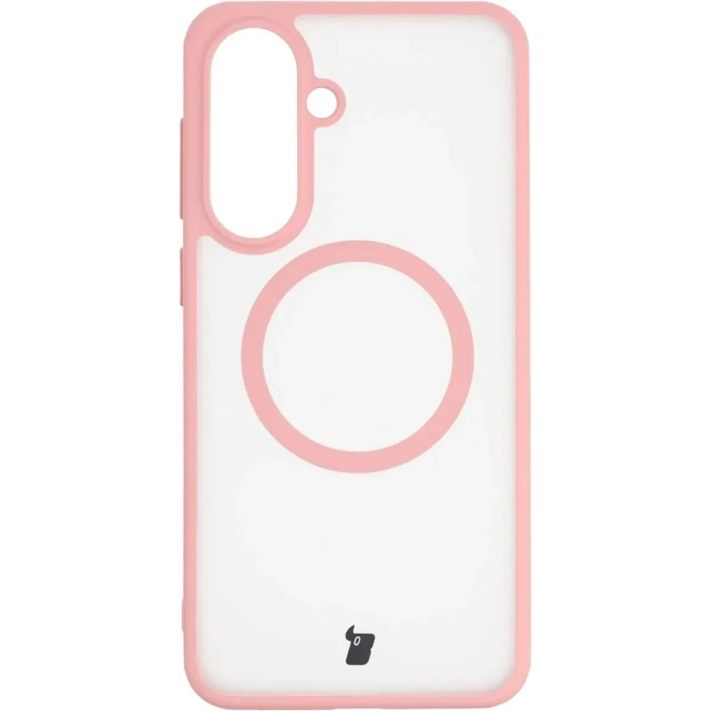 Etui z pierścieniem magnetycznym + szkło hartowane Bizon MatteO Pack do Samsung Galaxy A37 5G / A36 5G, przydymione-jasnoróżowe