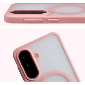 Etui z pierścieniem magnetycznym + szkło hartowane Bizon MatteO Pack do Samsung Galaxy A37 5G / A36 5G, przydymione-jasnoróżowe