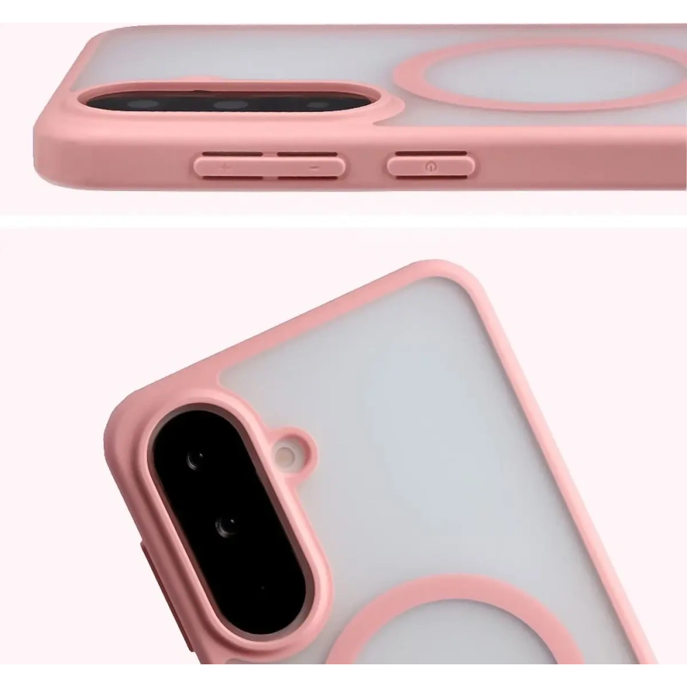 Etui z pierścieniem magnetycznym + szkło hartowane Bizon MatteO Pack do Samsung Galaxy A37 5G / A36 5G, przydymione-jasnoróżowe