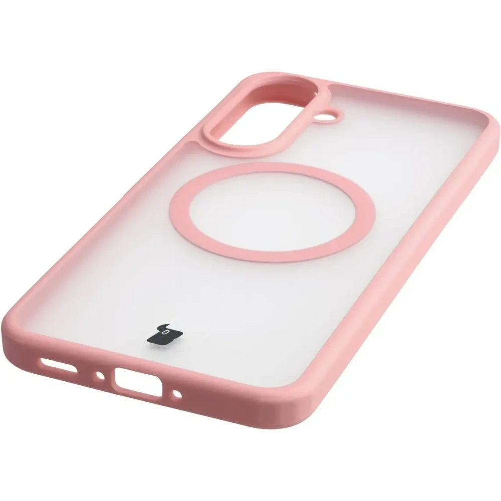 Etui z pierścieniem magnetycznym + szkło hartowane Bizon MatteO Pack do Samsung Galaxy A37 5G / A36 5G, przydymione-jasnoróżowe