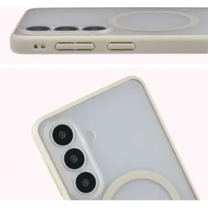 Etui z pierścieniem magnetycznym + szkło hartowane Bizon MatteO Pack do Samsung Galaxy S26+ Plus, przydymione-beżowe