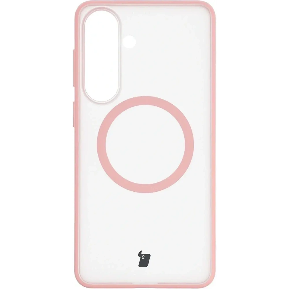 Etui z pierścieniem magnetycznym + szkło hartowane Bizon MatteO Pack do Samsung Galaxy S26+ Plus, przydymione-jasnoróżowe