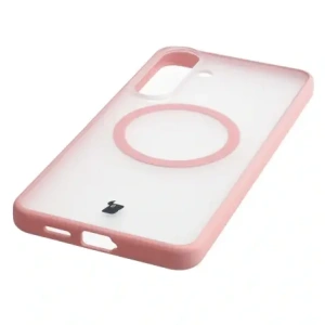Etui z pierścieniem magnetycznym + szkło hartowane Bizon MatteO Pack do Samsung Galaxy S26+ Plus, przydymione-jasnoróżowe