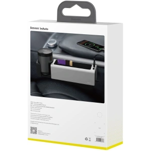 Wholesale Baseus Deluxe Metal car organizer with cup holder, 2x USB charge (silver) - BSU1706SLV - {ean13} - Hurt