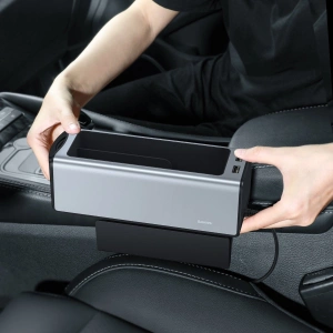 Wholesale Baseus Deluxe Metal car organizer with cup holder, 2x USB charge (silver) - BSU1706SLV - {ean13} - Hurt