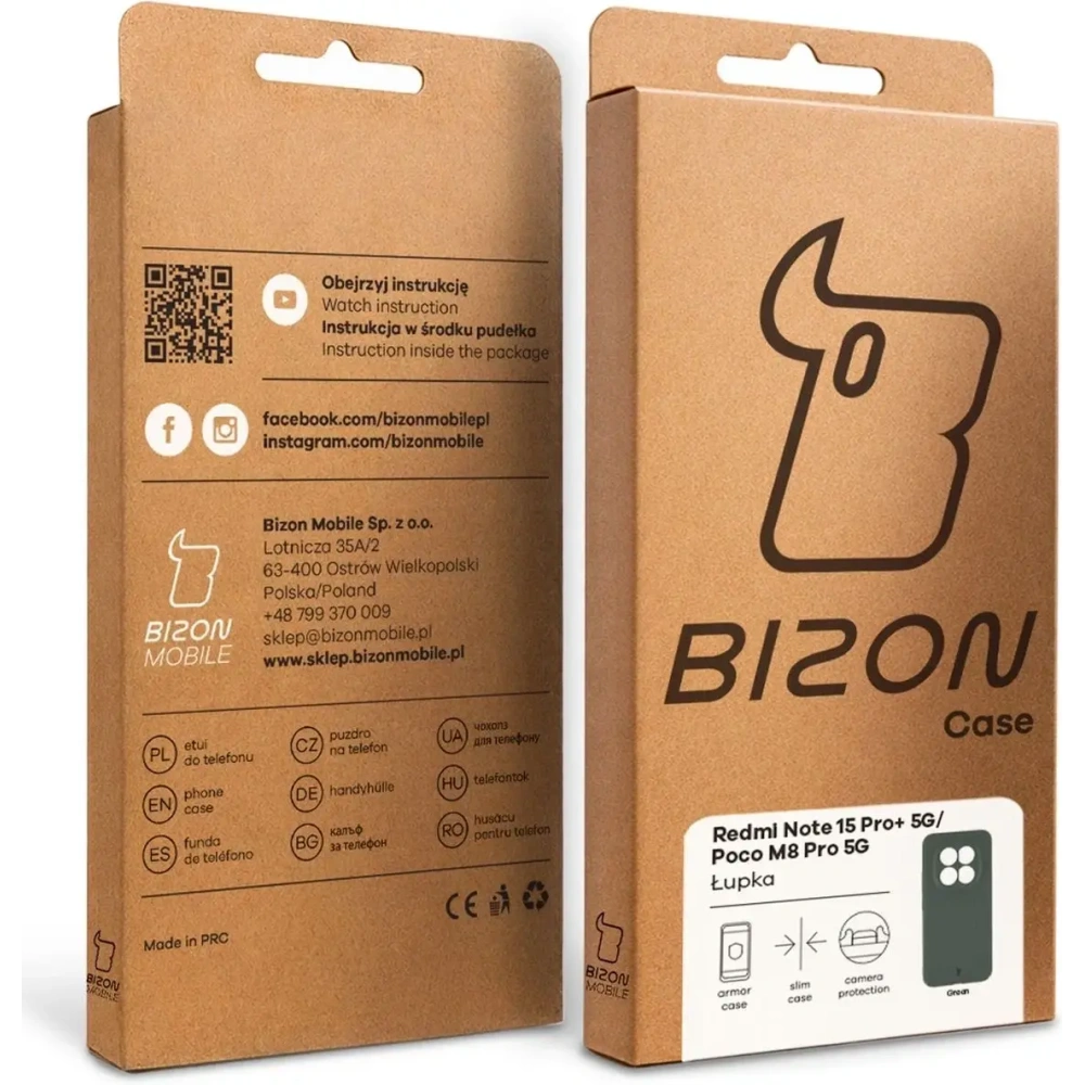 Etui Bizon Case Łupka do Xiaomi Redmi Note 15 Pro+ Plus 5G / POCO M8 Pro 5G zielone