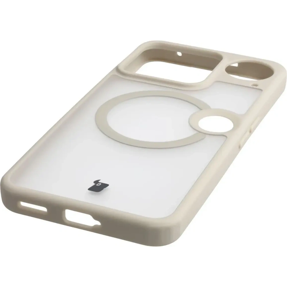 Etui z pierścieniem magnetycznym + szkło hartowane Bizon MatteO Pack do Nothing Phone (3), przydymione-beżowe