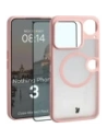 Etui z pierścieniem magnetycznym + szkło hartowane Bizon MatteO Pack do Nothing Phone (3), przydymione-jasnoróżowe
