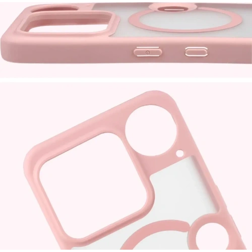 Etui z pierścieniem magnetycznym + szkło hartowane Bizon MatteO Pack do Nothing Phone (3), przydymione-jasnoróżowe