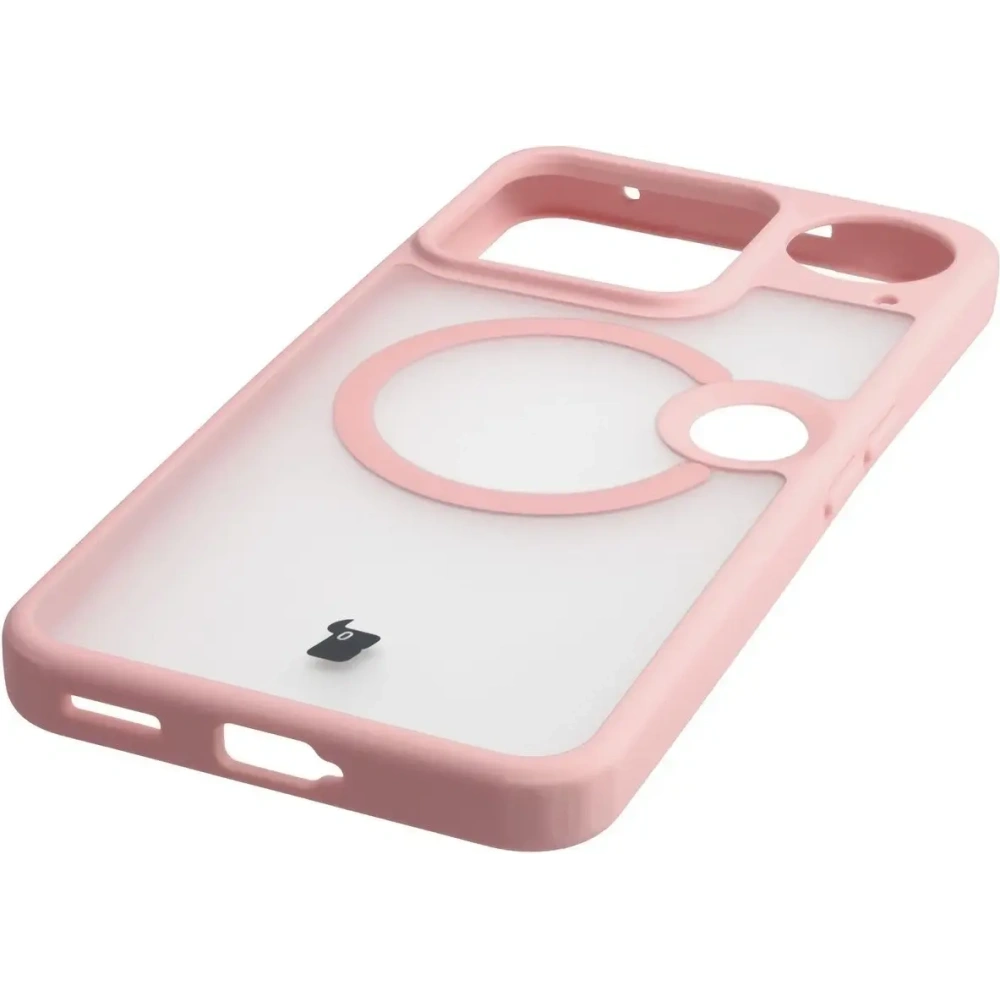 Etui z pierścieniem magnetycznym + szkło hartowane Bizon MatteO Pack do Nothing Phone (3), przydymione-jasnoróżowe