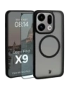 Etui z pierścieniem magnetycznym + szkło hartowane Bizon MatteO Pack do Oppo Find X9, przydymione-czarne