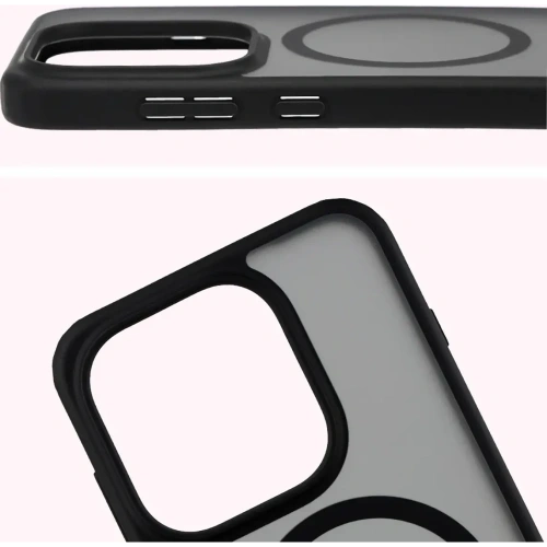 Etui z pierścieniem magnetycznym + szkło hartowane Bizon MatteO Pack do Oppo Find X9, przydymione-czarne