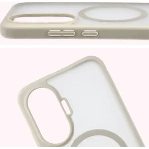 Etui z pierścieniem magnetycznym + szkło hartowane Bizon MatteO Pack do Xiaomi POCO F7, przydymione-beżowe