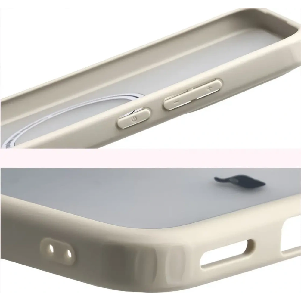 Etui z pierścieniem magnetycznym + szkło hartowane Bizon MatteO Pack do Xiaomi POCO F7, przydymione-beżowe