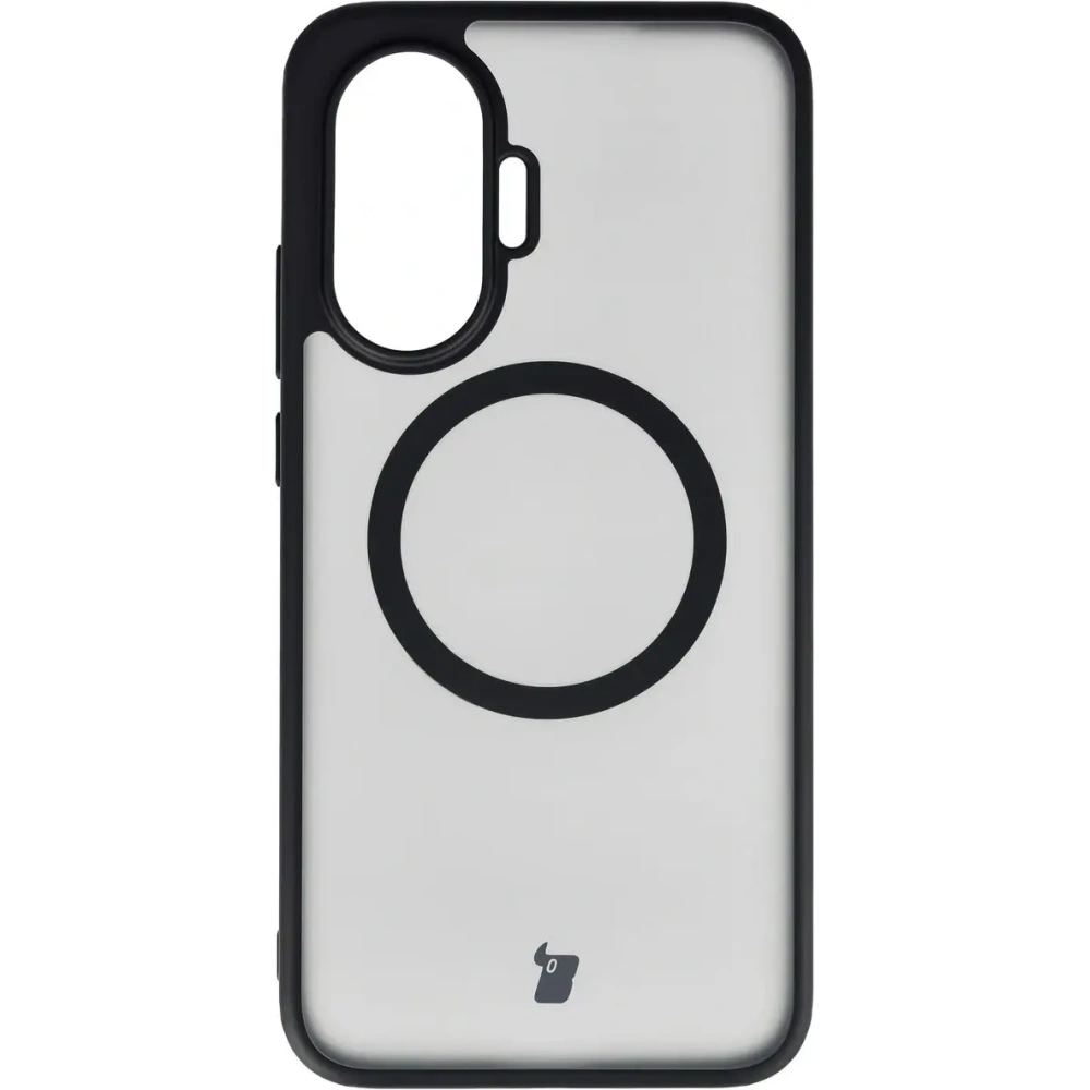 Etui z pierścieniem magnetycznym + szkło hartowane Bizon MatteO Pack do Xiaomi POCO F7, przydymione-czarne