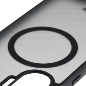 Etui z pierścieniem magnetycznym + szkło hartowane Bizon MatteO Pack do Xiaomi POCO F7, przydymione-czarne