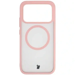 Etui z pierścieniem magnetycznym + szkło hartowane Bizon MatteO Pack do Xiaomi POCO F8 Pro, przydymione-jasnoróżowe