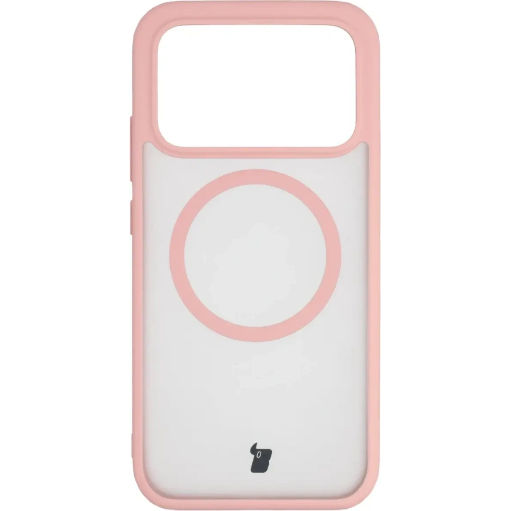 Etui z pierścieniem magnetycznym + szkło hartowane Bizon MatteO Pack do Xiaomi POCO F8 Pro, przydymione-jasnoróżowe