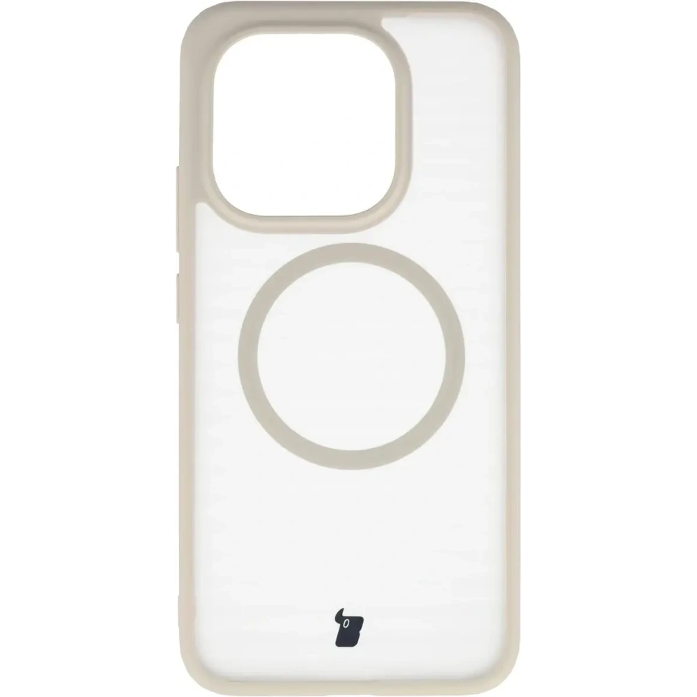 Etui z pierścieniem magnetycznym + szkło hartowane Bizon MatteO Pack do Xiaomi 15T, przydymione-beżowe