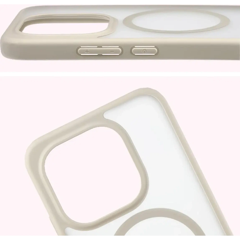 Etui z pierścieniem magnetycznym + szkło hartowane Bizon MatteO Pack do Xiaomi 15T, przydymione-beżowe