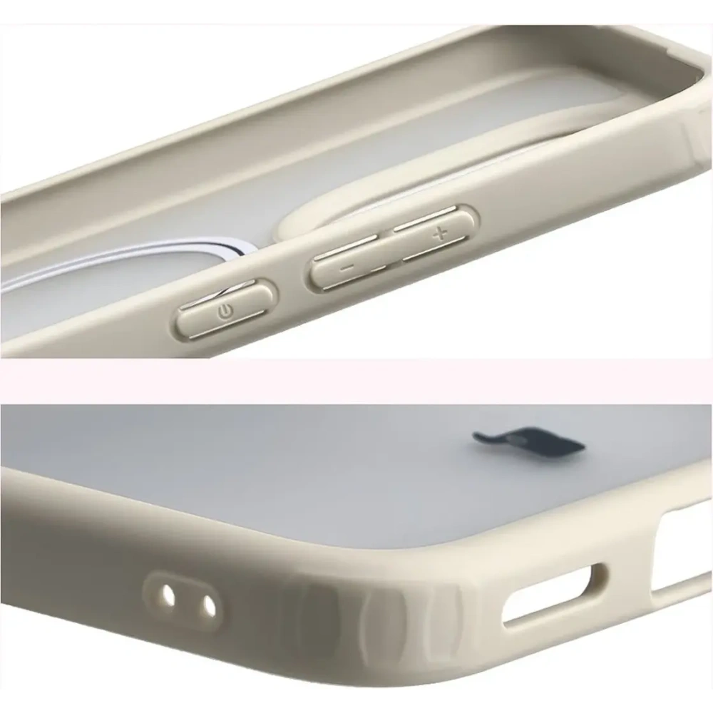 Etui z pierścieniem magnetycznym + szkło hartowane Bizon MatteO Pack do Xiaomi 15T, przydymione-beżowe