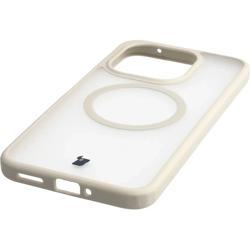 Etui z pierścieniem magnetycznym + szkło hartowane Bizon MatteO Pack do Xiaomi 15T, przydymione-beżowe