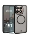 Etui z pierścieniem magnetycznym + szkło hartowane Bizon MatteO Pack do Xiaomi 15T, przydymione-czarne