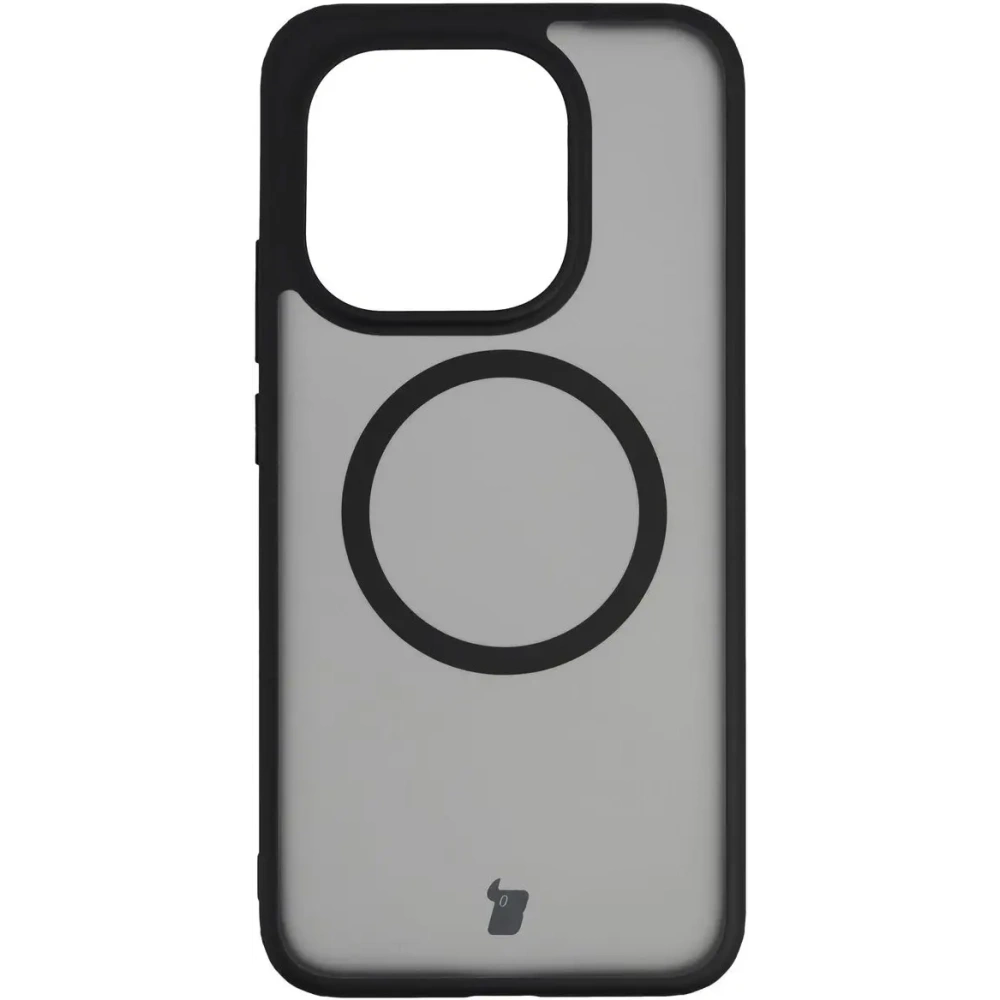 Etui z pierścieniem magnetycznym + szkło hartowane Bizon MatteO Pack do Xiaomi 15T, przydymione-czarne