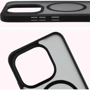 Etui z pierścieniem magnetycznym + szkło hartowane Bizon MatteO Pack do Xiaomi 15T, przydymione-czarne