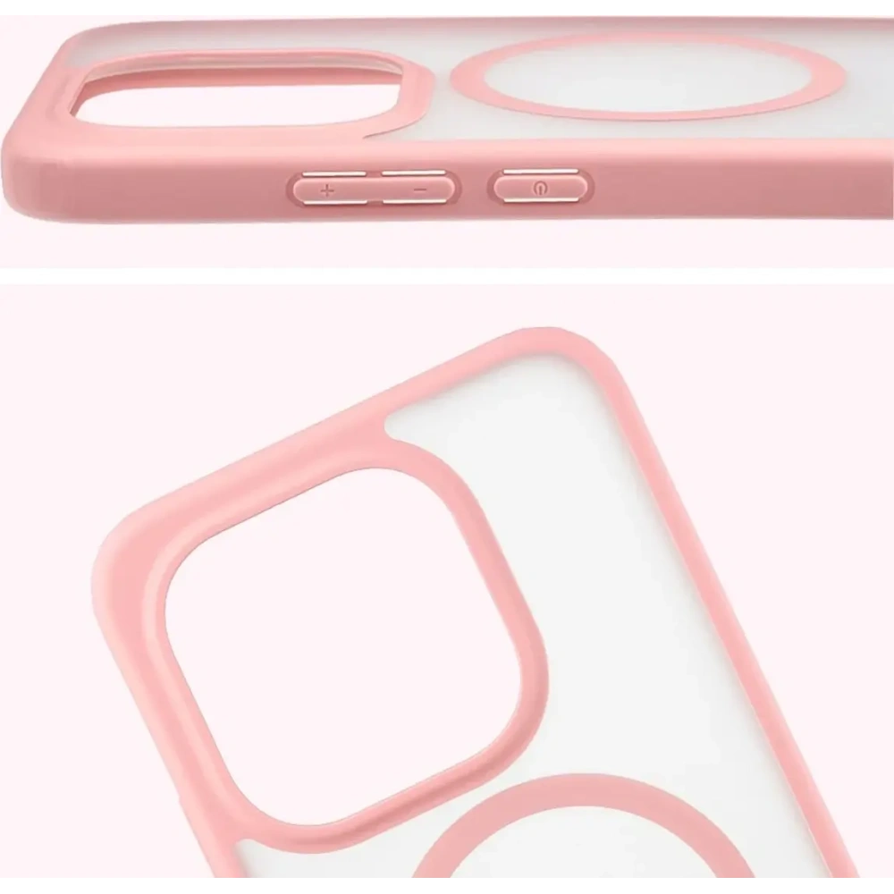 Etui z pierścieniem magnetycznym + szkło hartowane Bizon MatteO Pack do Xiaomi 15T, przydymione-jasnoróżowe