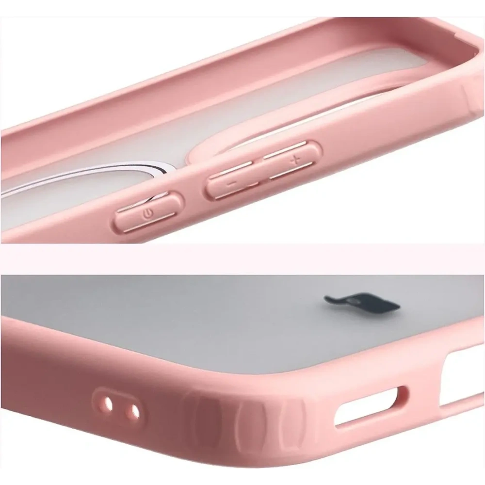 Etui z pierścieniem magnetycznym + szkło hartowane Bizon MatteO Pack do Xiaomi 15T, przydymione-jasnoróżowe