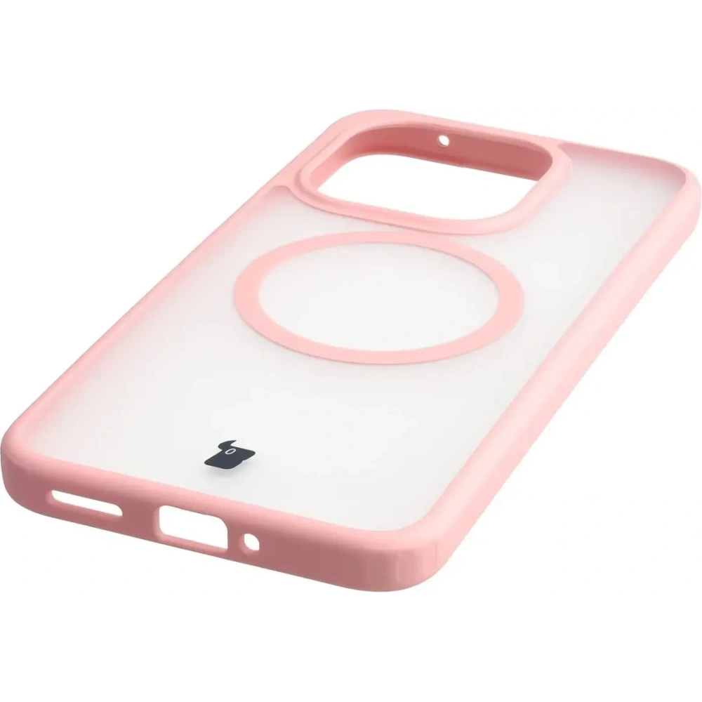 Etui z pierścieniem magnetycznym + szkło hartowane Bizon MatteO Pack do Xiaomi 15T, przydymione-jasnoróżowe