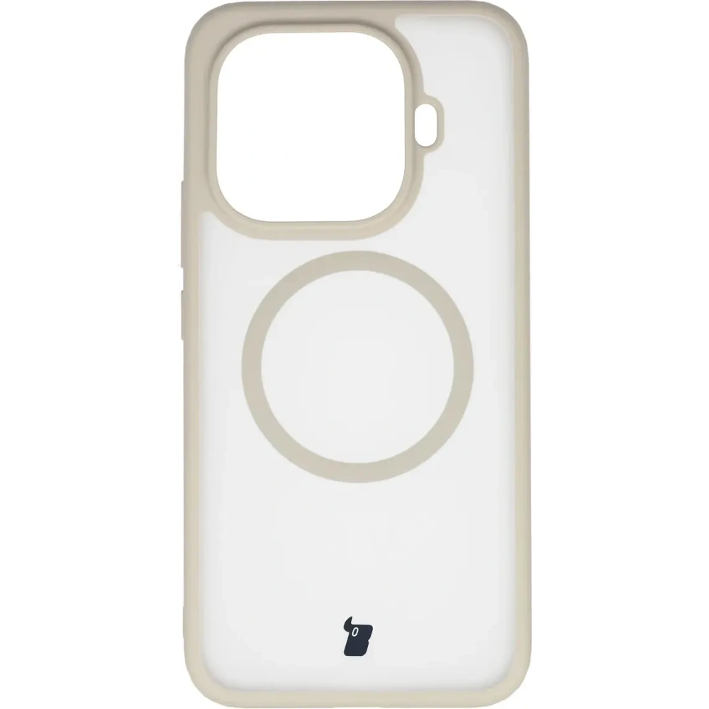Etui z pierścieniem magnetycznym + szkło hartowane Bizon MatteO Pack do Xiaomi 15T Pro, przydymione-beżowe