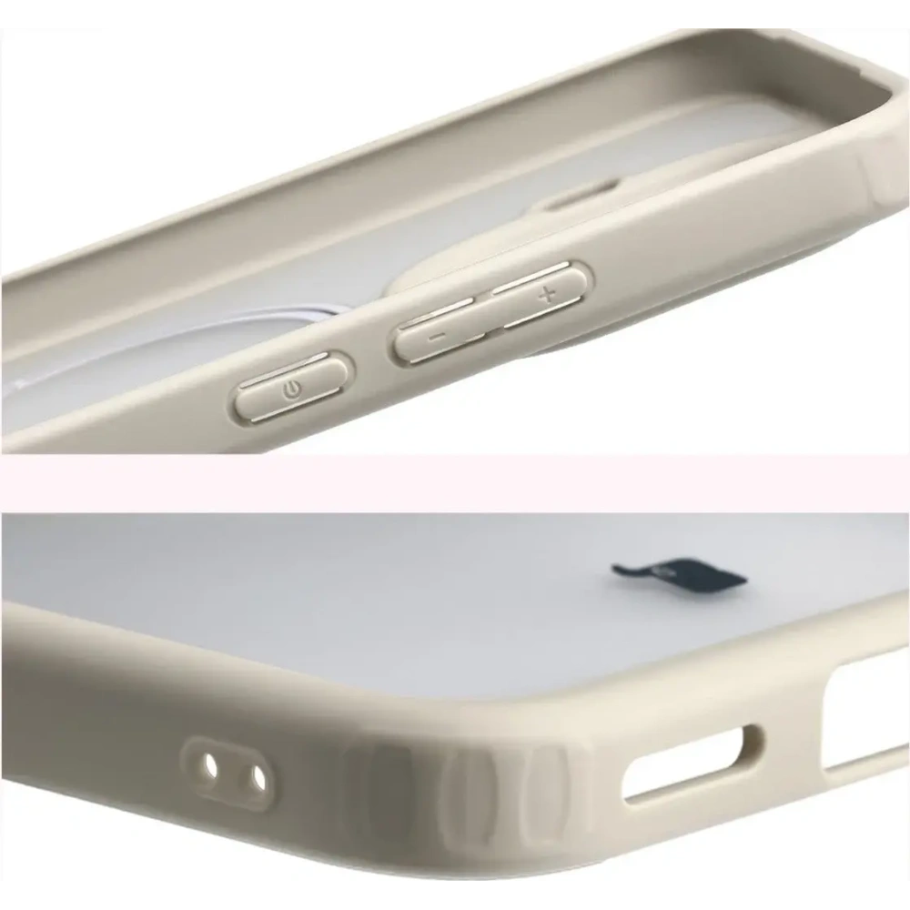 Etui z pierścieniem magnetycznym + szkło hartowane Bizon MatteO Pack do Xiaomi 15T Pro, przydymione-beżowe