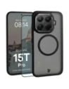 Etui z pierścieniem magnetycznym + szkło hartowane Bizon MatteO Pack do Xiaomi 15T Pro, przydymione-czarne