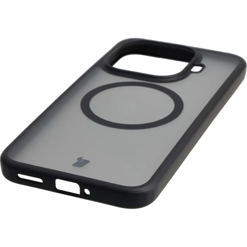 Etui z pierścieniem magnetycznym + szkło hartowane Bizon MatteO Pack do Xiaomi 15T Pro, przydymione-czarne