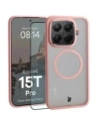 Etui z pierścieniem magnetycznym + szkło hartowane Bizon MatteO Pack do Xiaomi 15T Pro, przydymione-jasnoróżowe