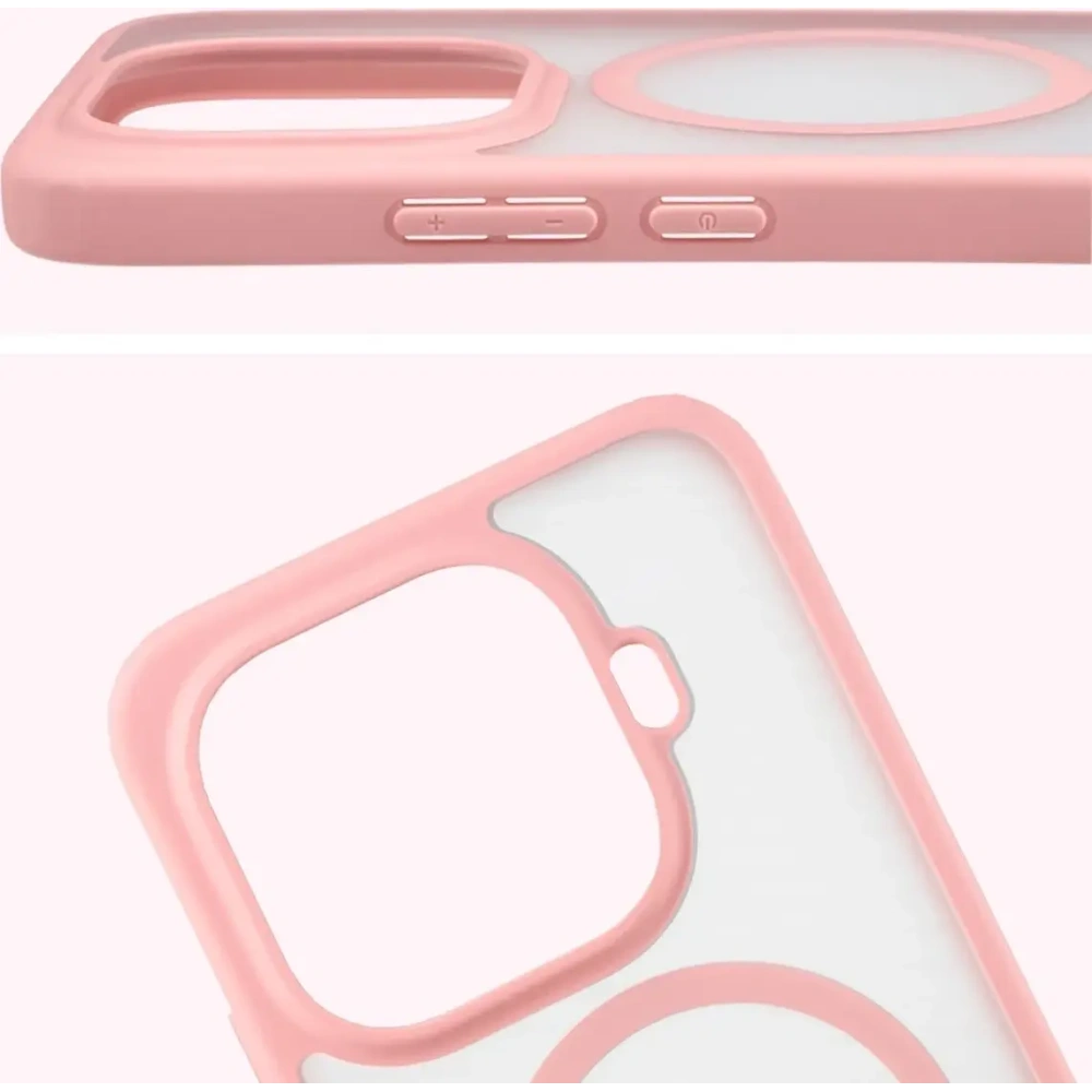 Etui z pierścieniem magnetycznym + szkło hartowane Bizon MatteO Pack do Xiaomi 15T Pro, przydymione-jasnoróżowe