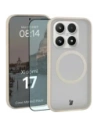Etui z pierścieniem magnetycznym + szkło hartowane Bizon MatteO Pack do Xiaomi 17, przydymione-beżowe