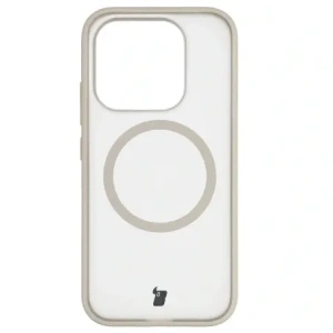 Etui z pierścieniem magnetycznym + szkło hartowane Bizon MatteO Pack do Xiaomi 17, przydymione-beżowe