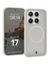 Etui z pierścieniem magnetycznym + szkło hartowane Bizon MatteO Pack do Xiaomi 17, przydymione-beżowe