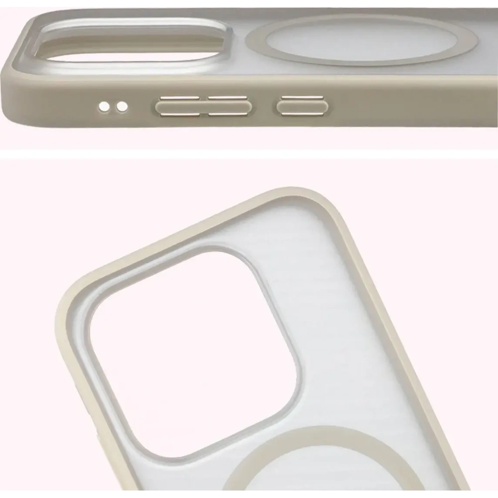 Etui z pierścieniem magnetycznym + szkło hartowane Bizon MatteO Pack do Xiaomi 17, przydymione-beżowe