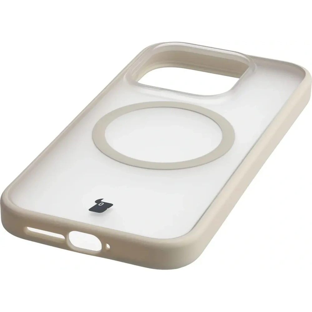 Etui z pierścieniem magnetycznym + szkło hartowane Bizon MatteO Pack do Xiaomi 17, przydymione-beżowe